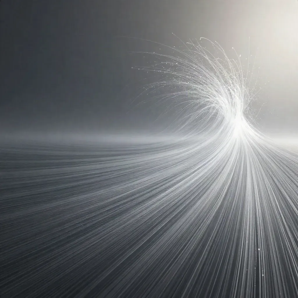 Silver filaments bloom in graphite haze, leaving calm space for copy.